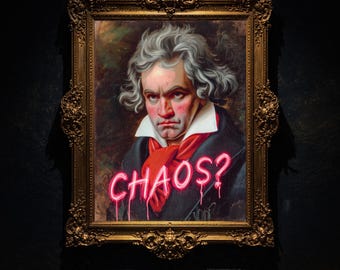 Beethoven Modern Wall art, Classical Oil Painting Graffiti Pop Art Print, Historic Portrait