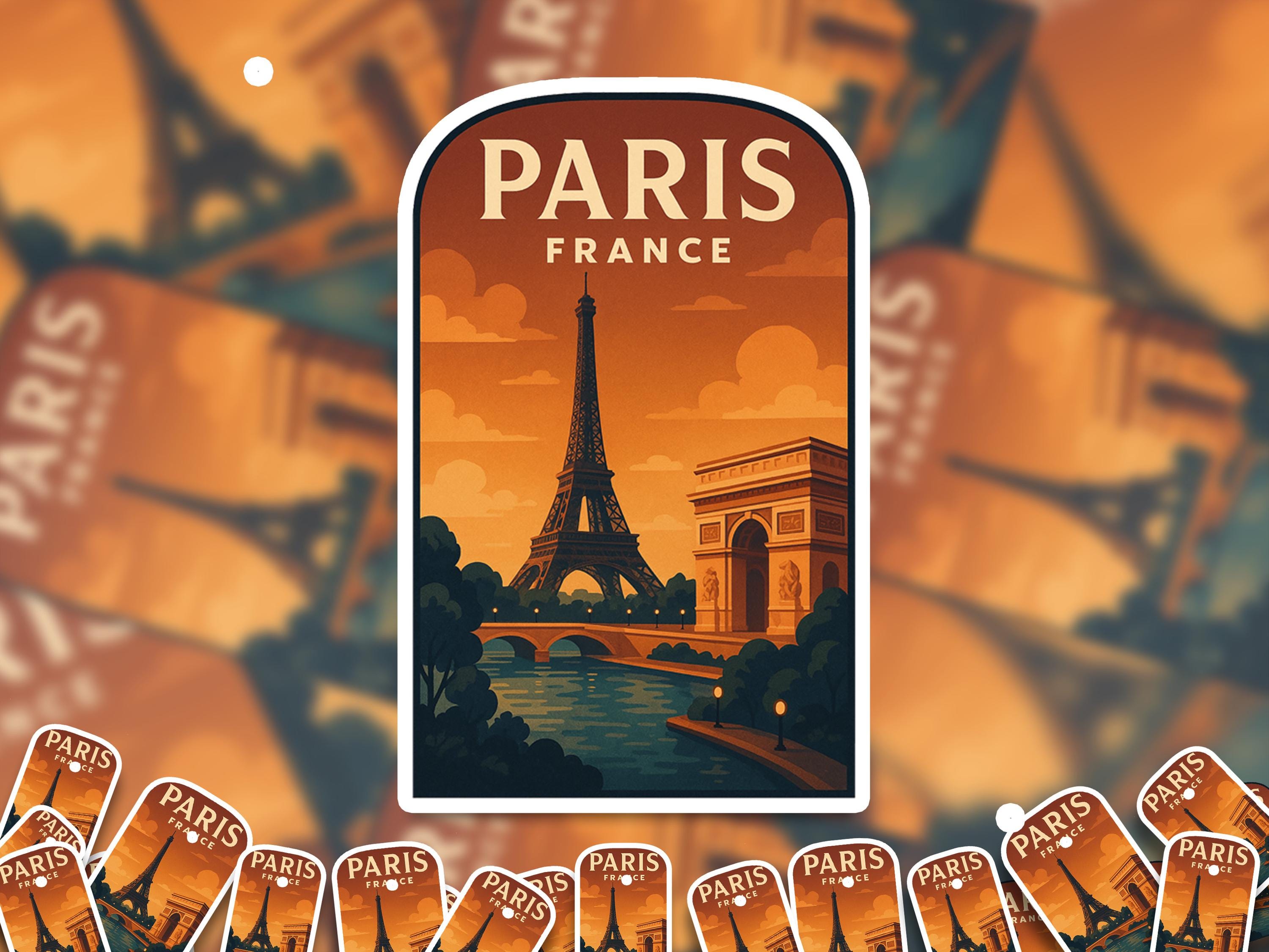 Paris France Sticker, Vintage City Vinyl Decal, Retro Travel Lover