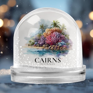 Cairns Australia Snow Globe, Personalized Watercolor, Custom Travel Souvenir Keepsake City Dome