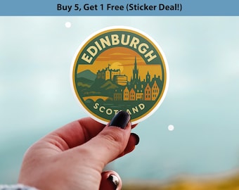 Edinburgh Scotland Sticker Kiss-Cut Vinyl, Waterproof Decal, Retro Travel Lover Collection