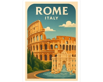 Rome Italy Sticker, Vintage City Vinyl Decal, Retro Travel Lover Collection, Journal Scrapbook
