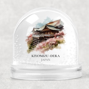 Kiyomizu-dera Japan Snow Globe, Personalized Watercolor, Custom Travel Souvenir Keepsake City Dome