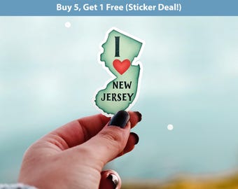 Pegatina "Me encanta Nueva Jersey", vinilo vintage de Estados Unidos, impermeable, colección de viajes retro