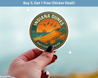 Sticker Indiana Dunes National Park, retro vinyl waterdichte sticker, vintage VS-reiscollectie