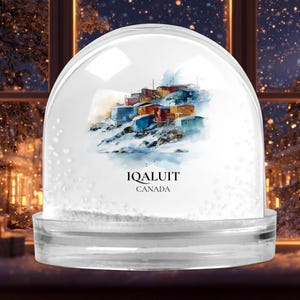 Iqaluit Nunavut Snow Globe, Personalized Watercolor, Custom Travel Souvenir Keepsake City Dome