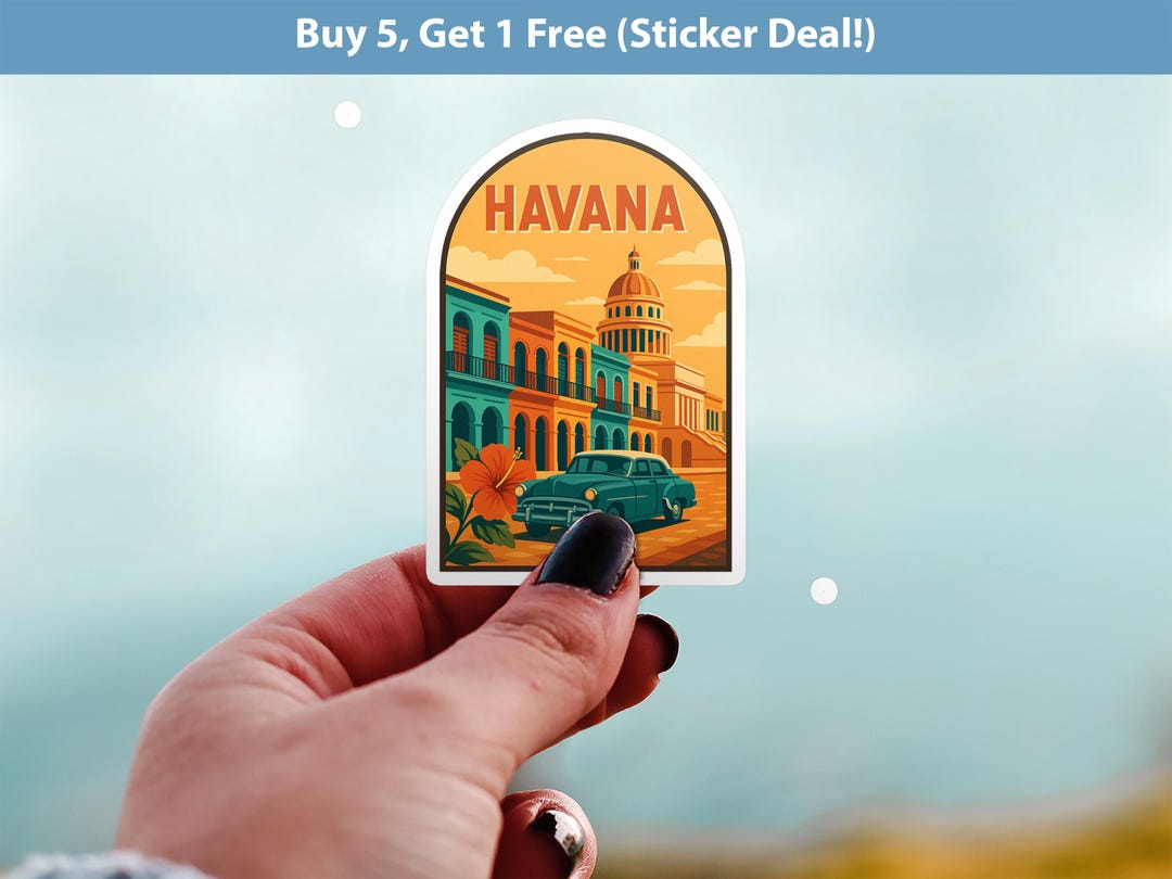 Havana Cuba Sticker, Vintage City Vinyl Decal, Retro Travel Lover ...