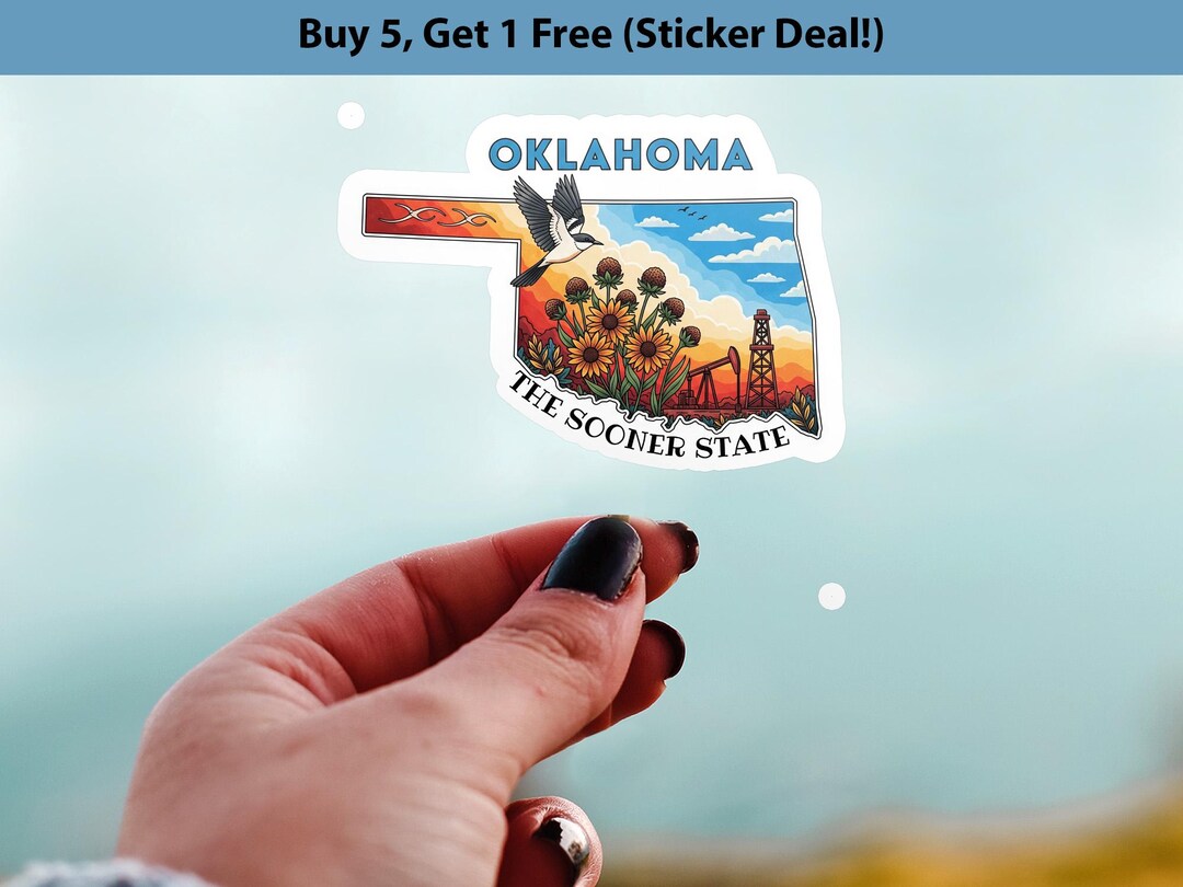 Oklahoma State Sticker, USA Kiss-cut Vinyl, Landmark Waterproof Decal ...