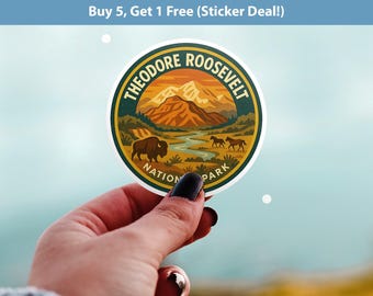 Theodore Roosevelt National Park Sticker, Retro Vinyl Waterproof Decal, Vintage USA Travel Collection