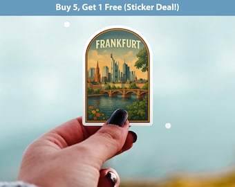 Frankfurt am Main Deutschland Aufkleber, Vintage City Vinyl Aufkleber, Retro Travel Lover Collection, Journal Scrapbook