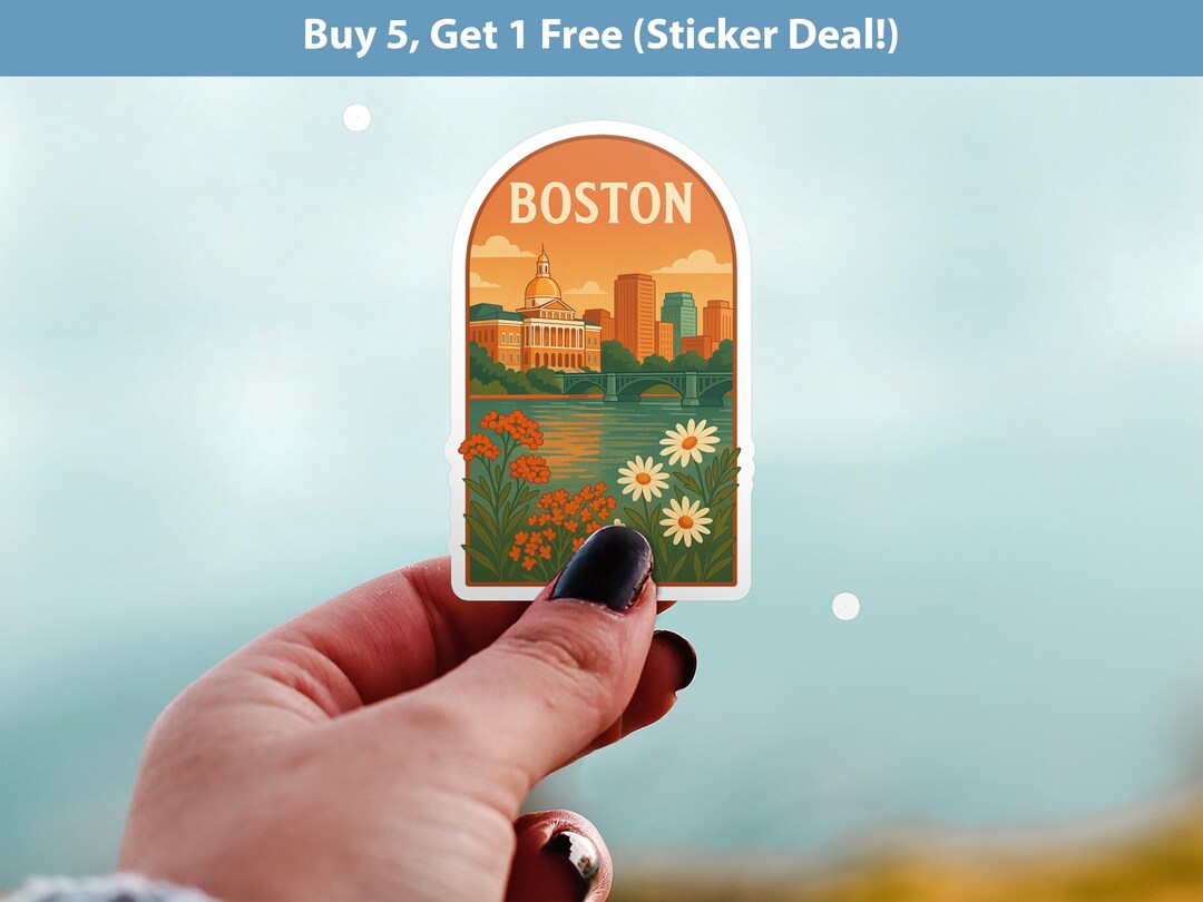 Boston Massachusetts Sticker, Vintage City Vinyl Decal, Retro Travel ...