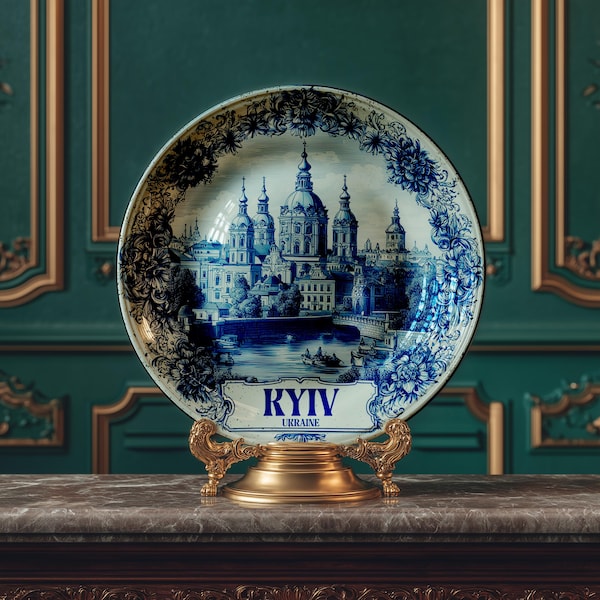Kyiv Decorative Plate, Delft Vintage Home Decor Personalized Gift Travel Housewarming
