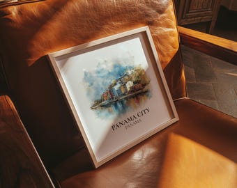 Panama City Panama Watercolor Wall Art Print, Custom Travel Poster, World Locations Keepsake Gift