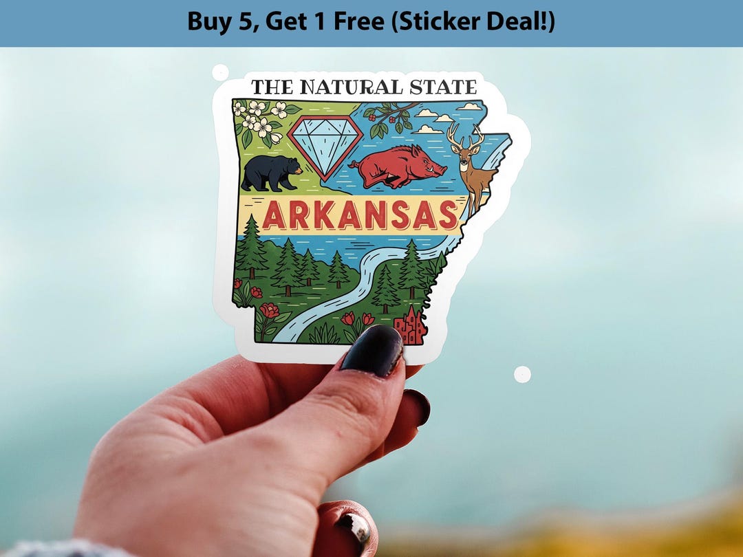 Arkansas State Sticker, USA Kiss-cut Vinyl, Landmark Waterproof Decal ...