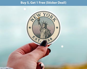 New York-klistermärke, vintage amerikanska stater retro-dekal, vattentät retro-resekollektion för laptopmugg