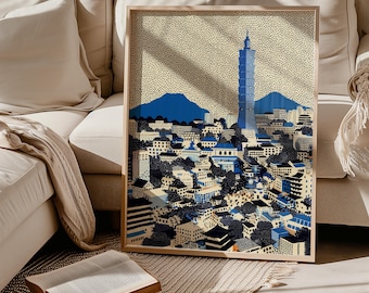 Impresión artística de pared de Taipei, Taiwán, póster moderno de arte pop, regalo de viaje, lienzo de gran tamaño