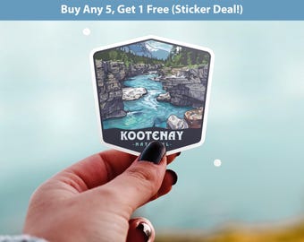 kootenay National Park Sticker, Vinyl Canada British Columbia, Retro Water Bottle Decal Hiking