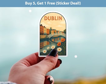 Dublin Sticker Ireland, Vintage City Vinyl Decal, Retro Travel Lover Collection, Journal Scrapbook
