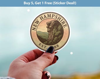 New Hampshire Sticker, Vintage US States Retro Decal, Waterproof Retro Travel Collection for Laptop Tumbler