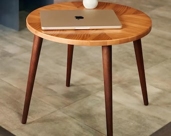 Handmade Ash Wood Coffee Table: Scandinavian Style End Table