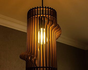 Lámpara colgante de madera, lámpara de techo de estilo moderno de mediados de siglo, araña de madera hecha a mano, iluminación minimalista para loft, decoración rústica para el hogar.