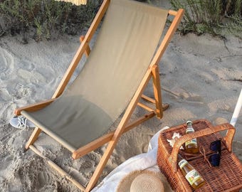 Handcrafted Ash Wood Outdoor Lounger – Adjustable Garden Deck Chair – Rustic Patio Lounge Chair