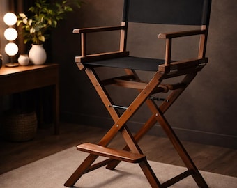 Professional Ash Wood Director Chair | Tall Folding Makeup Artist Seat