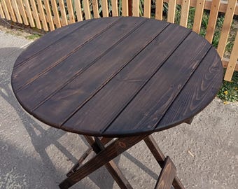 Mesa plegable de madera maciza, mesa de centro rústica de estilo granja, mueble de comedor redondo, decoración de madera portátil, pieza artesanal que ahorra espacio.