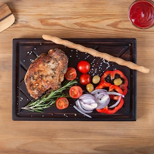 Handmade Oak Serving Plank: Rustic Wood Board for Steaks