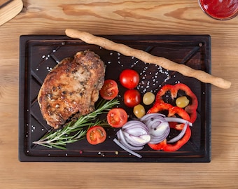 Handmade Oak Serving Plank: Rustic Wood Board for Steaks
