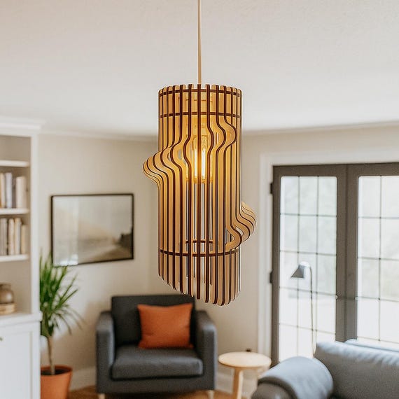 Wooden Chandelier,wood Pendant Light,mid Century Modern Chandelier