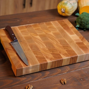 Oak End Grain Cutting Board Butcher Block Cutting Board with Juice Groove, Personalized Oak End Grain Cutting Board Butcher Block