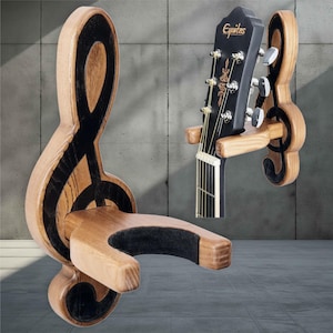 Supporto per chitarra da parete e porta plettro / Regalo di compleanno per lui / Regalo per adolescenti / Regalo per lei / Regali per chitarra