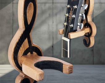 Soporte de guitarra de pared, portapúas, colgador de guitarra de madera, decoración para sala de música, regalo de cumpleaños para él, ella o músico adolescente.