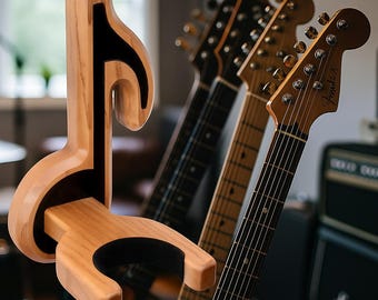 Ash Wood Wall Mounted Guitar Hanger with Pick Holder