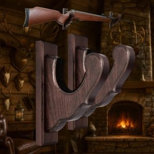 Handmade Ash Wood Rifle Wall Mount: Hunting Display Rack