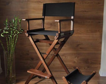 Professional Makeup Artist Chair – Solid Ash Wood Director Chair | Folding, Tall, Handmade