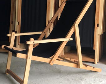 Handgefertigte Buchenholz Liege - Ergonomischer Outdoor Loungesessel, Holzrelaxsessel, Terrassen- & Gartenmöblierung