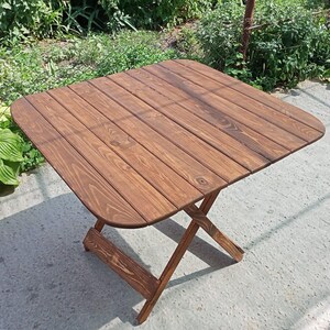 Mesa plegable redonda, mesa alta plegable compacta, mesa redonda plegable, mesa de balcón de madera natural, mesa de bar portátil de madera
