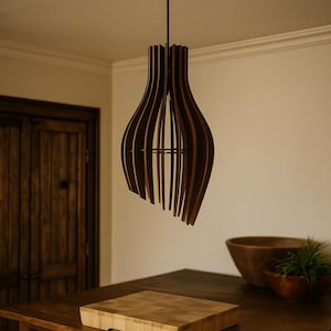 Wooden chandelier / Mid Century Modern Chandelier / Modern Wood Chandelier / Ceiling Light Fixture / Hanging Lamp / Wood Pendant Light