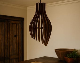Wooden chandelier / Mid Century Modern Chandelier / Modern Wood Chandelier / Ceiling Light Fixture / Hanging Lamp / Wood Pendant Light