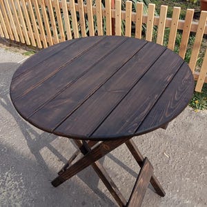 Mesa plegable redonda, mesa alta plegable compacta, mesa redonda plegable, mesa de balcón de madera natural, mesa de bar portátil de madera