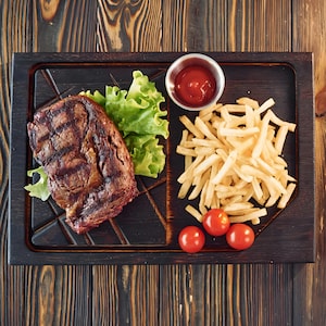 Handmade Oak Steak Serving Board: Rustic Wooden Platter