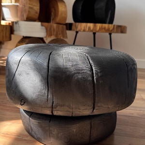 Charred Ash Wood Coffee Table: Handcrafted Rustic Style