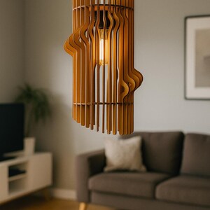 Wooden chandelier, Wood Pendant Light Wood Lighting, Wood Ceiling Light, Wood Lamp, Modern Wooden Light, Bedroom Chandelier image 2