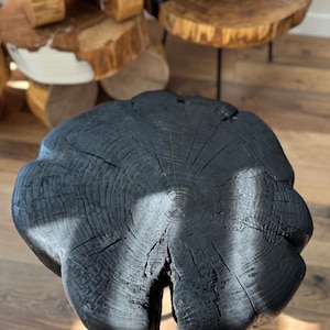 Handmade Charred Ash Wood Coffee Table: Rustic Live Edge Design