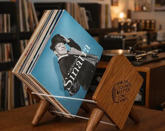 Premium Vinyl Record Stand – Solid Ash Wood & Acrylic LP Organizer – Stylish Storage for 50 Records