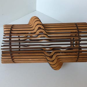 Modern Wooden Chandelier, Teak Wave Pendant Light, Handmade Ceiling Fixture, Minimalist Loft Lamp, Sculptural Home Decor image 10