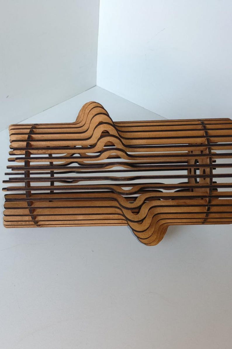 Modern Wooden Chandelier, Teak Wave Pendant Light, Handmade Ceiling Fixture, Minimalist Loft Lamp, Sculptural Home Decor image 10