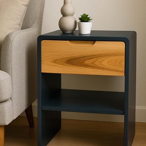 Handcrafted Bedside Table with Soft-Close Runners | Solid Wood Nightstand | Minimalist Bedroom Furniture | Modern Rustic Bedroom Decor