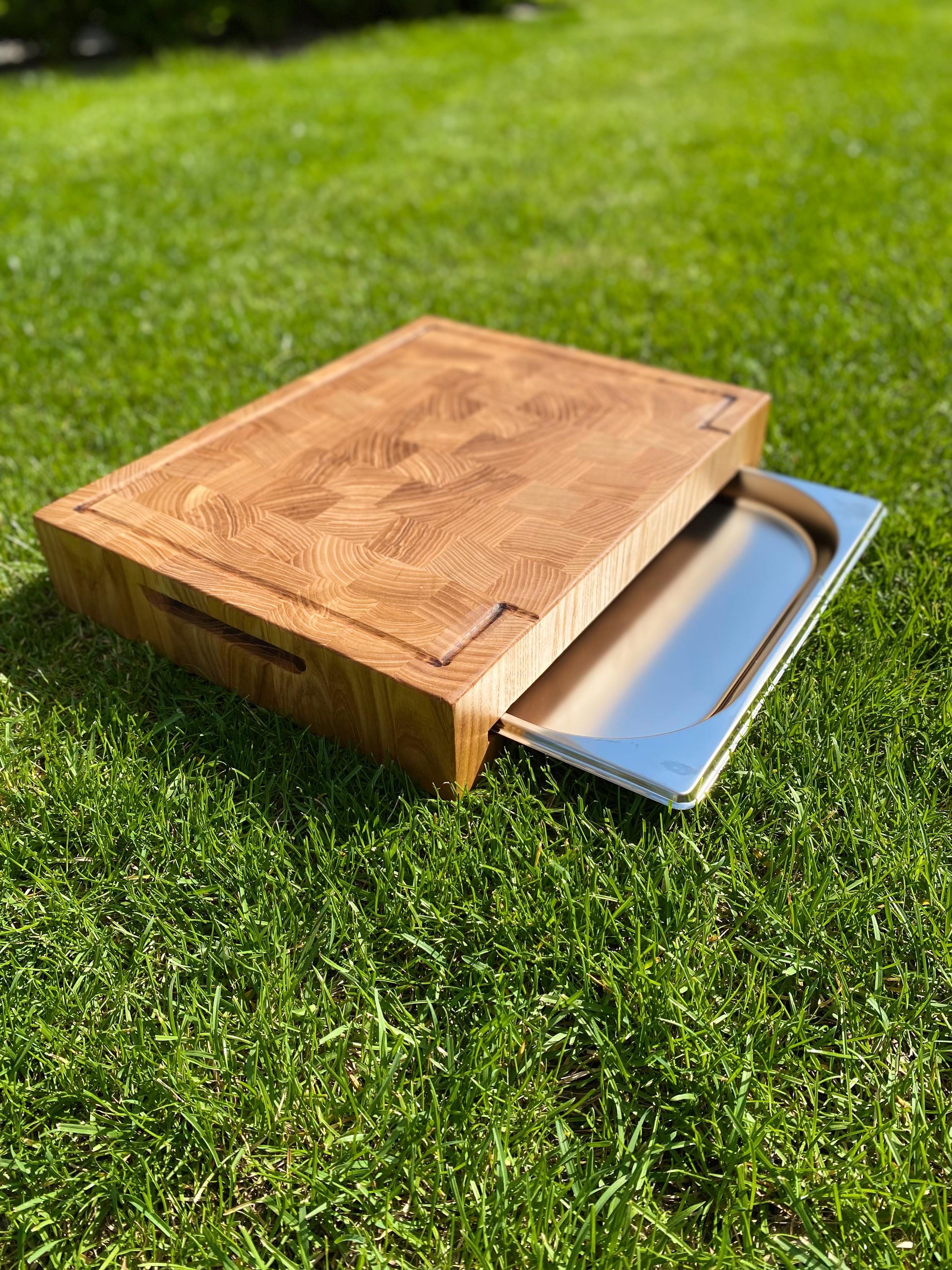 Oak Cutting Board With Tray Large Walnut End Grain Cutting Board Butcher Block Cutting Board with Juice Groove